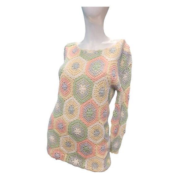 The Paragon Crochet Vintage Sweater Size Medium Multicolored - Picture 3 of 6